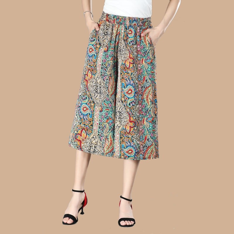 ❤️【M-5XL】2026 Noi pantaloni largi imprimați cu talie înaltă【40-100KG】