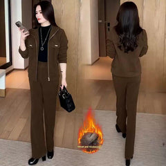 🏆【Pantaloni + Jacheta】【M-4XL】🔥Nou costum de iarnă din catifea îngroșat din două piese pentru femei