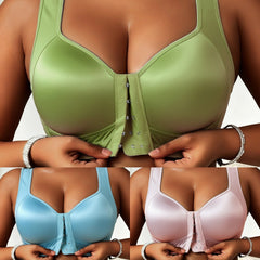 😍👙【Pachet de 3】 [40-100 kg] Sutien lifting fără armătură pentru femei, mărime plus, cu închidere frontală, previne lăsarea sânilor