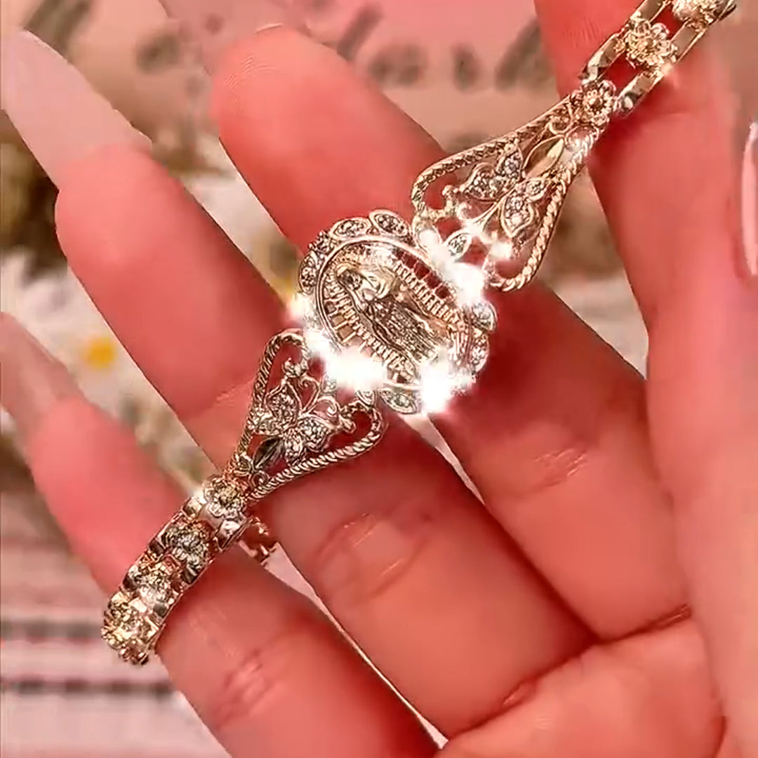 Brățară Fecioara Maria pentru femei, placată cu aur de 14K, hipoalergenică, nu se decolorează, bijuterie modernă și elegantă
