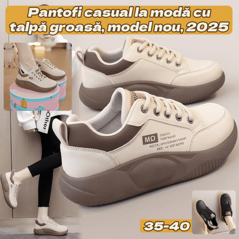 👩【35-40】Pantofi casual la modă cu talpă groasă, model nou, 2026