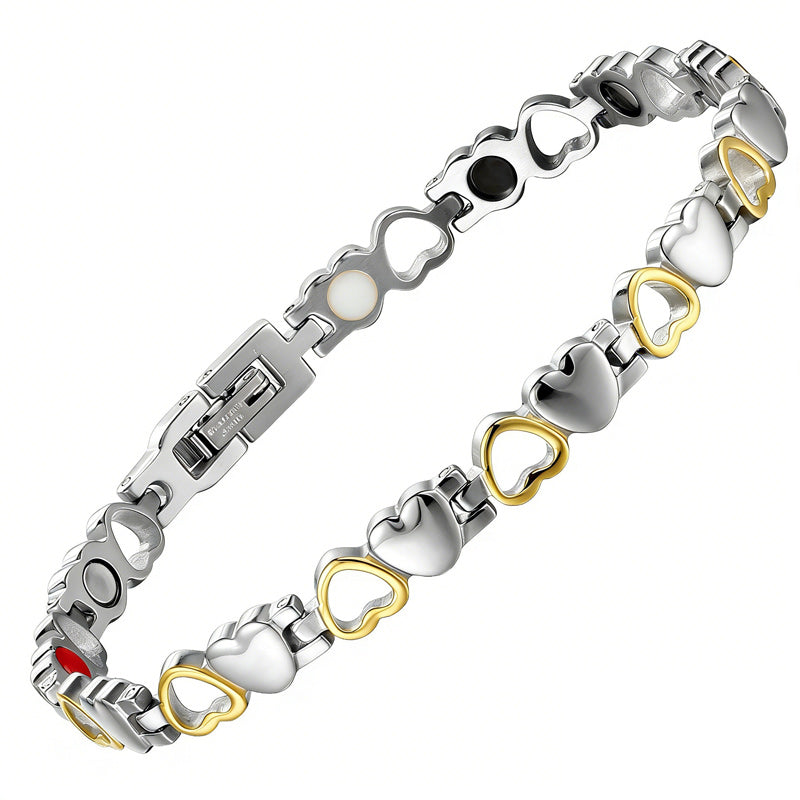 ❤️✨Această brățară elegantă din aur de 18K, în formă de inimă, este magnetică, promovează circulația sângelui și este confortabilă de purtat.✅