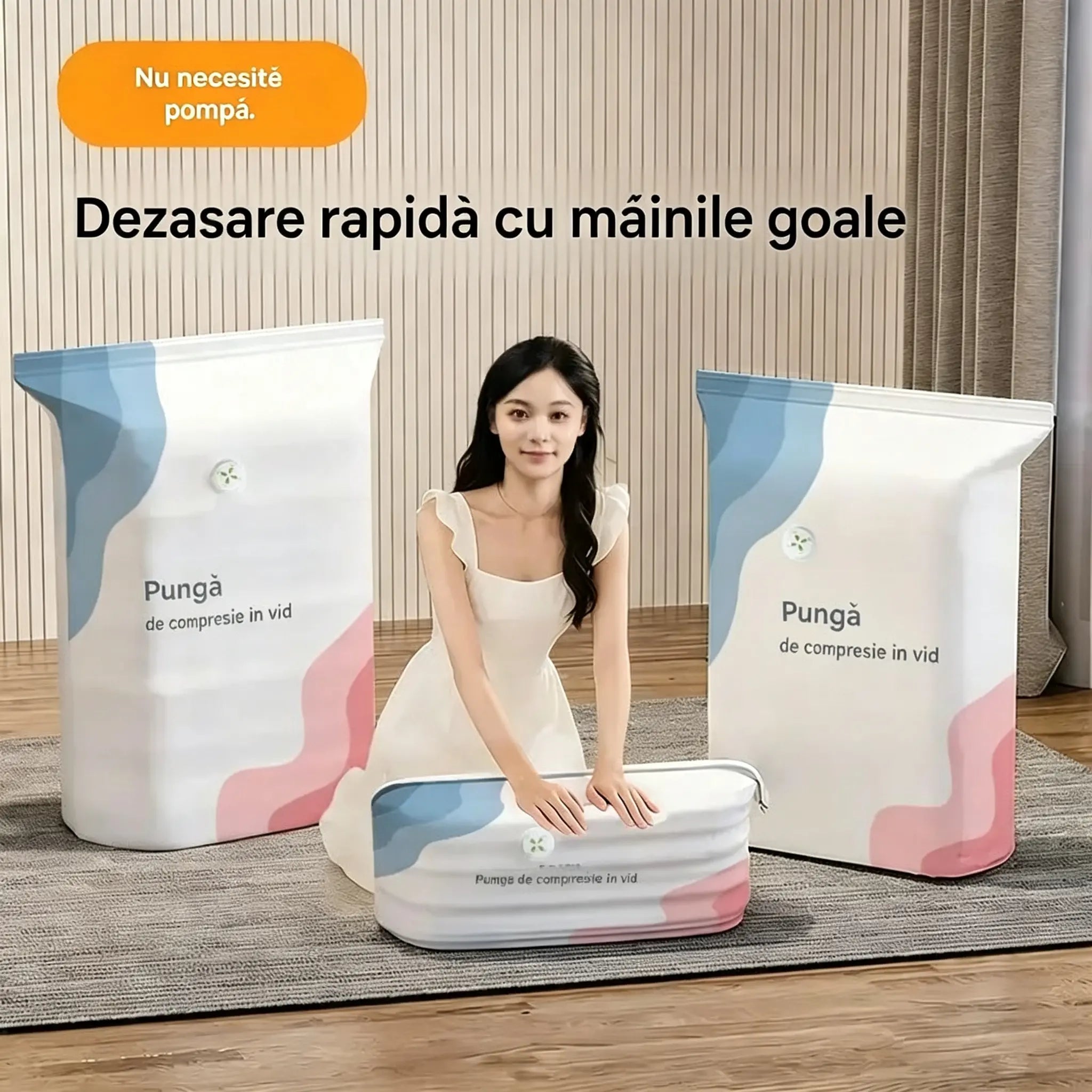 🧳 5 articole la doar 129 lei💨 Saci vidați mari, compresibili: Nu necesită pompă, etanși, perfecți pentru a economisi spațiu în valiză și în casă ✈️