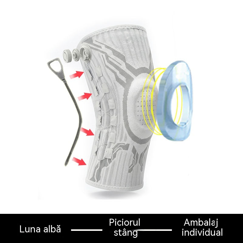 🦵🦵Orteză de genunchi sport cu compresie din silicon, cu arc absorbant pentru alergare în aer liber și fitness