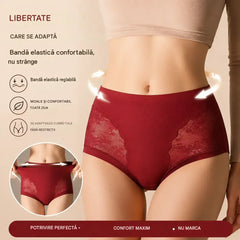 【Set de 5 piese】【40-80 kg】Chiloți de damă din dantelă cu elasticitate ridicată, fără cusături, pentru controlul abdomenului, modelarea feselor și ridicarea acestora -- Câte unul din fiecare culoare
