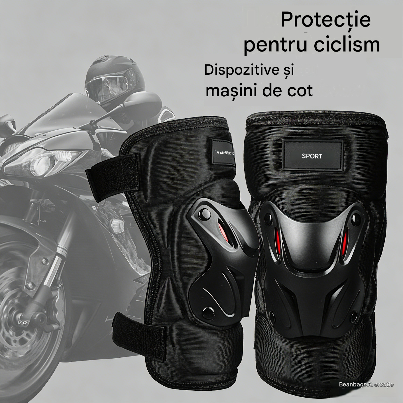 🏍️🛡️ Set genunchiere și cotiere pentru motocicletă – Rezistente la impact, curele reglabile și căptușeală respirabilă – Esențiale pentru siguranță în timpul condusului, patinajului sau mersului cu bicicleta 💪