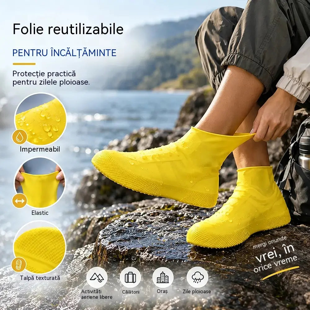 【2 perechi la 119 lei】Protejează-ți tenișii de umezeală! Huse impermeabile și rezistente pentru încălțăminte: antiderapante și pliabile – ușor de purtat în geantă 🌧️