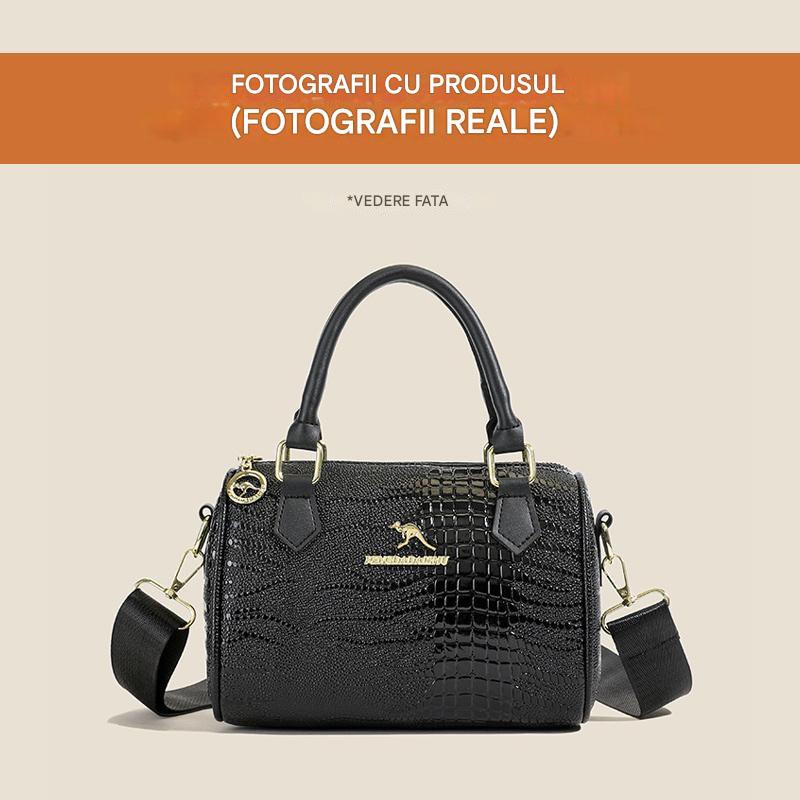 👜Geantă neagră din piele de crocodil cu curea lată pentru umăr
