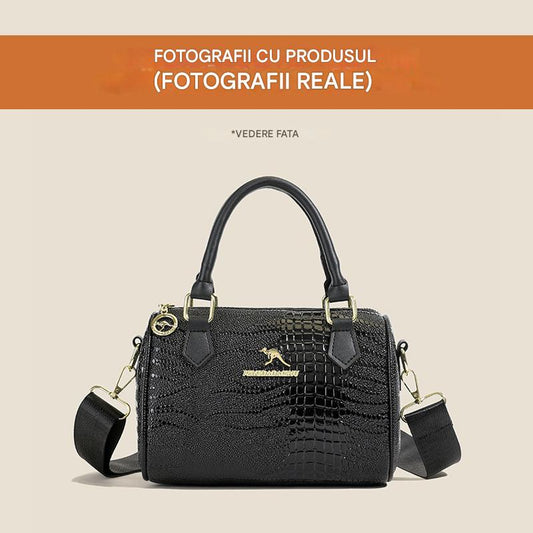 👜Geantă neagră din piele de crocodil cu curea lată pentru umăr