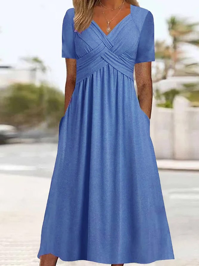 🔥💕🔥【S-3XL】2026 Rochii ocazionale de lungime medie la modă Pure Color