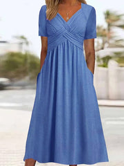 🔥💕🔥【S-3XL】2026 Rochii ocazionale de lungime medie la modă Pure Color