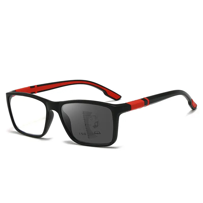 Noi ochelari de citit multifocali, cu un design elegant și sportiv: ochelari fotocromatici, cu sistem antiderapant și utilizare dublă (pentru vederea la apropiere și la distanță), destinați persoanelor vârstnice.