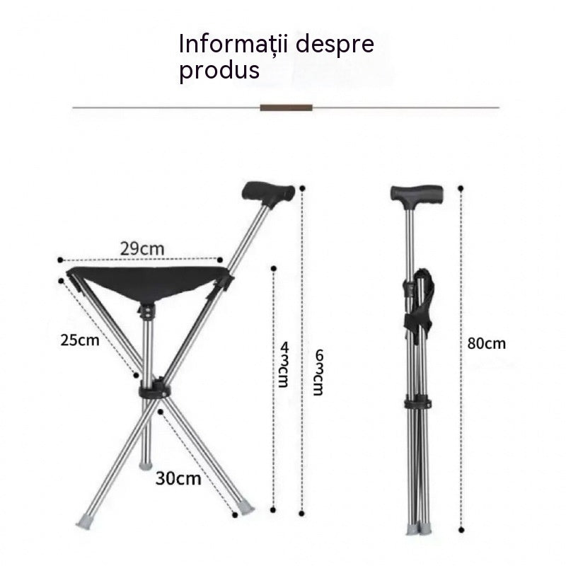 ✨Baston de mers pliabil 2 în 1 cu scaun, baston anti-cădere, pliabil și portabil✅ Bărț de trekking telescopic
