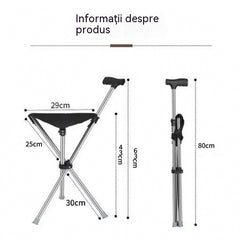 ✨Baston de mers pliabil 2 în 1 cu scaun, baston anti-cădere, pliabil și portabil✅ Bărț de trekking telescopic