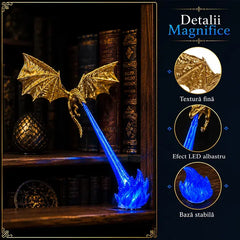 🐉🔥Lumină de Ambianță Dragon Flame Book Nook – Statuetă Decorativă pentru Bibliotecă cu Iluminare LED și Suflu de Flăcări