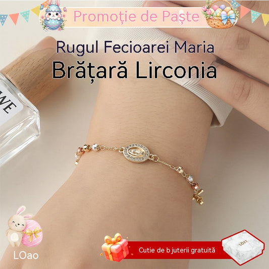 ✨🎀Brățara rozariu Fecioara Maria, încrustată cu zirconiu cubic - în acest moment, credința și dragostea se împletesc - vine într-o frumoasă cutie cadou.