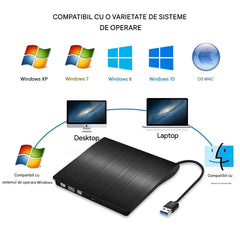 📢📢50% reducere! 💿💻 Unitate CD/DVD externă – Plug and play, portabilă și ușor de utilizat, compatibilă cu sistemele Mac/Windows.