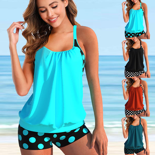 🏖️【S-4XL】Set de costum de baie sexy cu buline și bretele, mărime mare