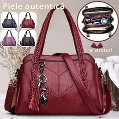 💟【50% OFF】Geantă de piele de bou, geantă de mână, capacitate mare cu trei spații, impermeabil și rezistent la zgârieturi