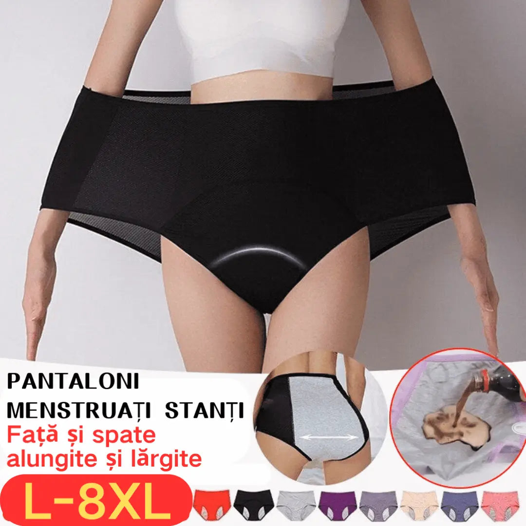 🔥🔥【30% REDUCERE】【6 perechi】Chiloți cu talie înaltă, impermeabili, îmbunătățiți – design cu bază lărgită, super absorbant, confortabil și delicat cu pielea, protecție sigură împotriva scurgerilor!