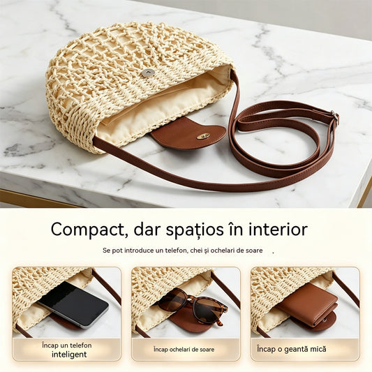 👜 OFERTĂ LIMITATĂ: 50% REDUCERE! ✨ Geantă de umăr din țesătură în stil boho, realizată manual, cu curea reglabilă și foarte ușoară ✨