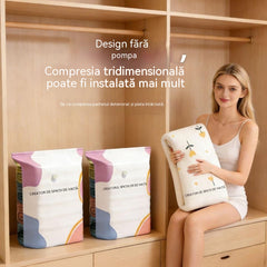 🧳【Set de 5 bucăți】💨 Pungă de depozitare vidată mare și compresibilă: nu necesită pompă, etanșă la scurgeri, ideală pentru economisirea spațiului în valize și acasă ✈️