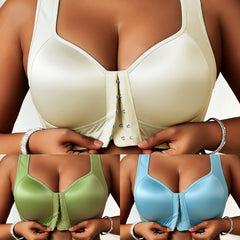 😍👙【Pachet de 3】 [40-100 kg] Sutien lifting fără armătură pentru femei, mărime plus, cu închidere frontală, previne lăsarea sânilor