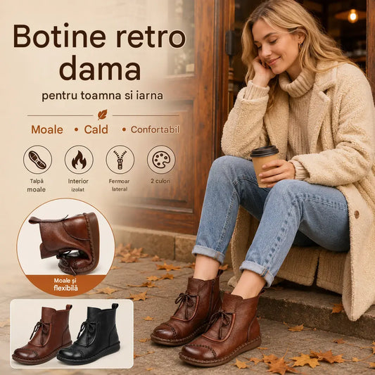 🔥✨【Mărimi 35-40】🌷👢Pre-vânzare la începutul toamnei🎉 Pantofi retro pentru femei, din piele moale