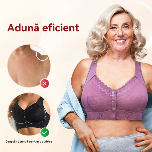 （3 buc）💕🎁【45kg-155kg】Sutien supradimensionat, respirabil, din bumbac moale, cu nasturi frontali
