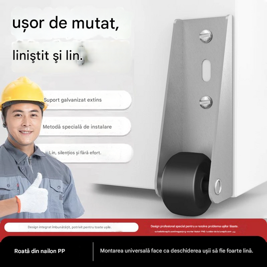 【4 roți + 16 șuruburi】🚪 Suport cu roată pentru ușă căzută – silențios, reglabil și ușor de instalat 🔧