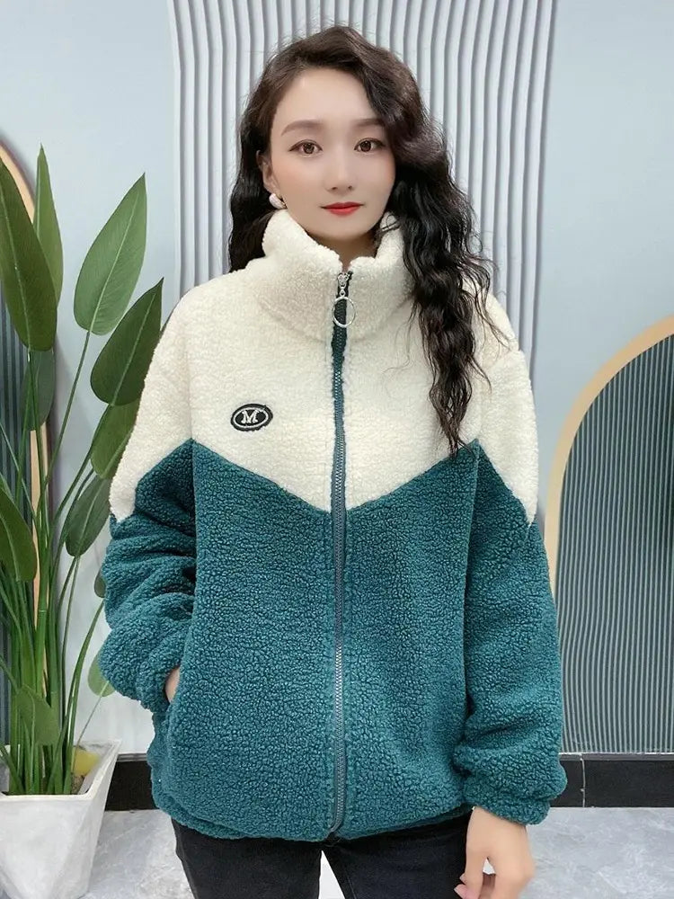 🔥【M-4XL】🐏Jachetă de iarnă fleece, jachetă de bumbac, geacă de bumbac îngroșată din lână de miel, jachetă caldă