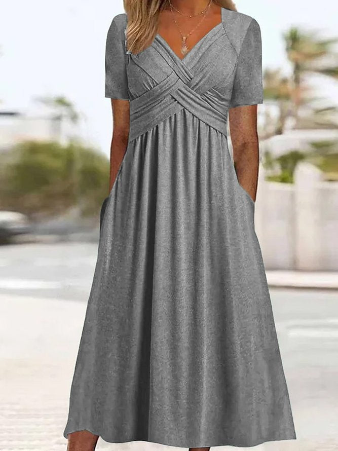 🔥💕🔥【S-3XL】2026 Rochii ocazionale de lungime medie la modă Pure Color