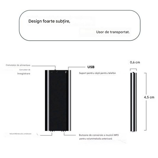 [8GB] Mini înregistrator vocal cu activare vocală inteligentă
