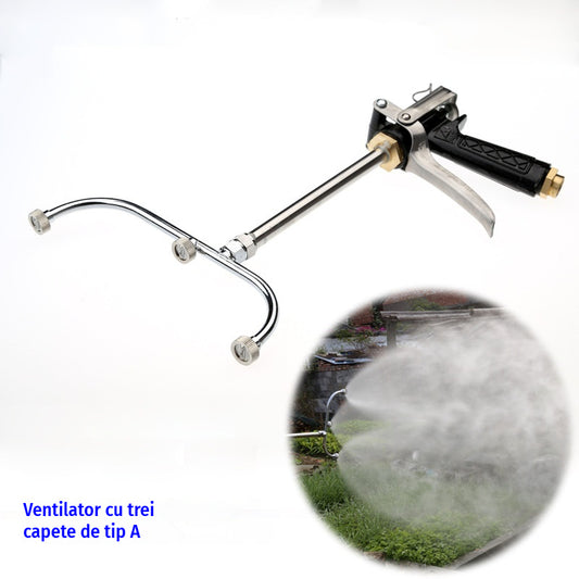 💦💦Noul pistol de pulverizare cu ceață fină și zonă largă este echipat cu patru duze în formă de evantai din oțel inoxidabil rezistent la rugină.