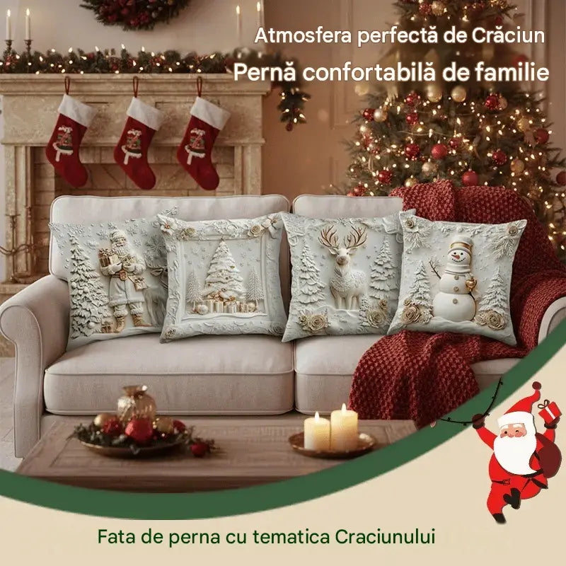 【4 bucăți】Reducere de Crăciun 49% 🎄Fază de pernă cu tematică de Crăciun
