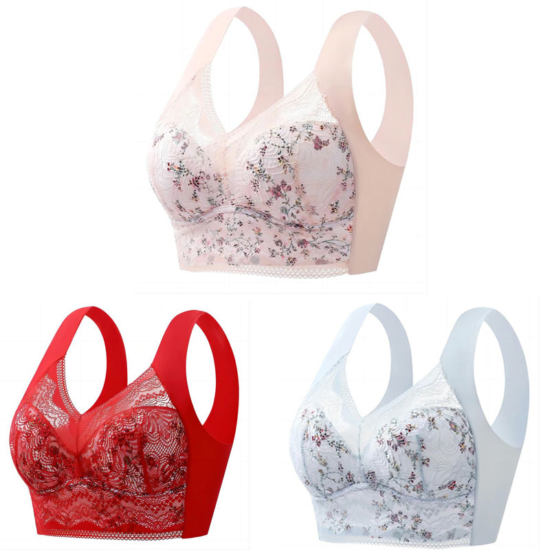 🔥🔥【3 buc】💕🎁【40kg-100kg】Sutien de mărime mare din mătase de gheață fără cusături, respirabil și reglabil