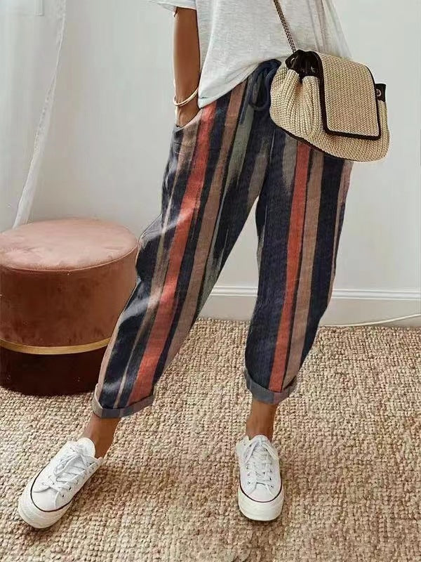 🎉【Ofertă limitată în timp】Pantaloni casual din bumbac și in pentru femei, disponibili în mai multe culori (S-3XL)