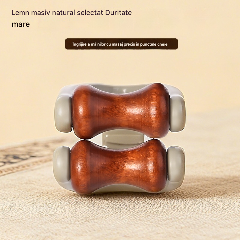 Pachet de 2 - Aparate de masaj Shiatsu din lemn masiv: Rolele din lemn natural ameliorează eficient rigiditatea articulațiilor și elimină oboseala mâinilor. 🌿