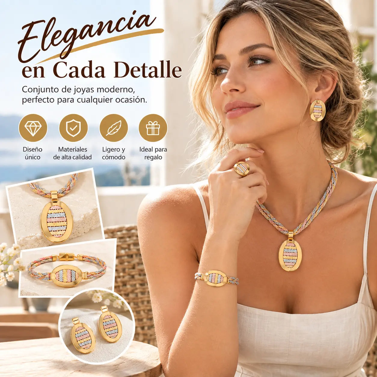 📢📢50% REDUCERE! ⏰ Set elegant de 4 bijuterii cu pietre