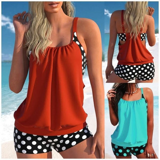 🏖️【S-4XL】Set de costum de baie sexy cu buline și bretele, mărime mare