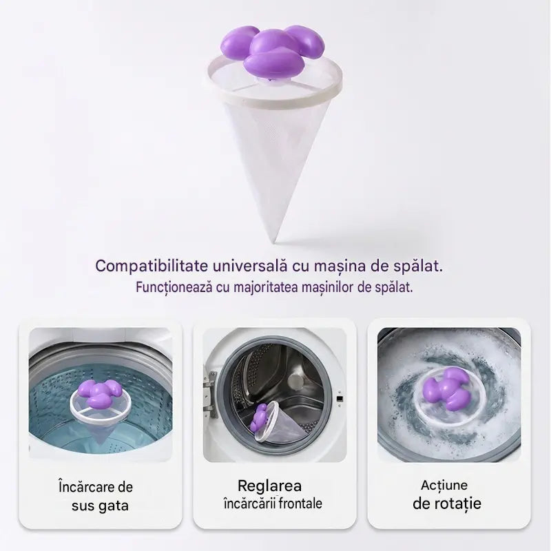 🌀6 bucăți 124 lei✨ Filtru plutitor pentru mașina de spălat – Capturează scamele, părul și părul de animale la fiecare spălare🧺