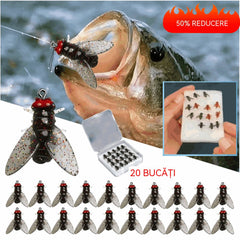 🎣【20 bucăți】🐛 Momeală artificială imitație de muscă pentru pescuit🎣