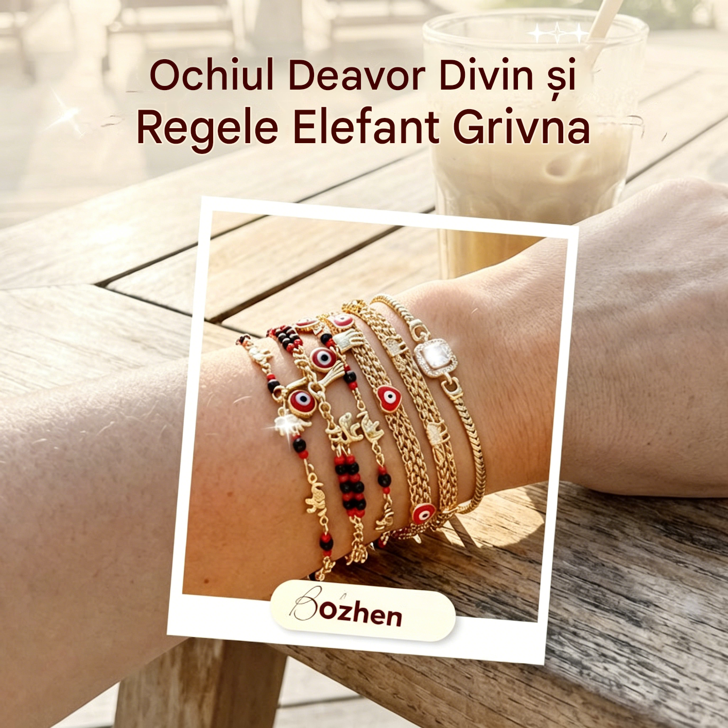 📿 Cumpărați 1 obțineți 1 gratuit, CU 50% REDUCERE! 🌀 Brățară boho cu talismane și un elefant norocos: pandantive simbolice, mărime ajustabilă, placare cu aur și 7 modele ✨