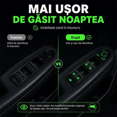 🚗💡✨Autocolante Fluorescente/Fotoluminiscente Universal pentru Butoane Auto – Vizibilitate Perfectă Noaptea, Instalare Rapidă și Fără Urme (Set 4 Piese / Pachet Combinat)
