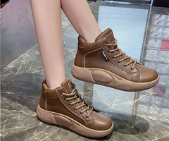 Pantofi retro rocking cu talpă groasă din piele de vacă în stil nou, pantofi casual versatili la modă