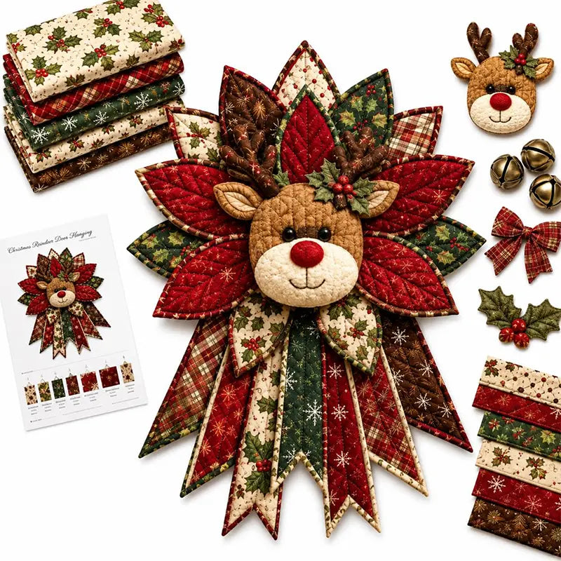 🎇🎄Kit de cusut matlasat pentru agățat pe ușă de Crăciun (7 modele)