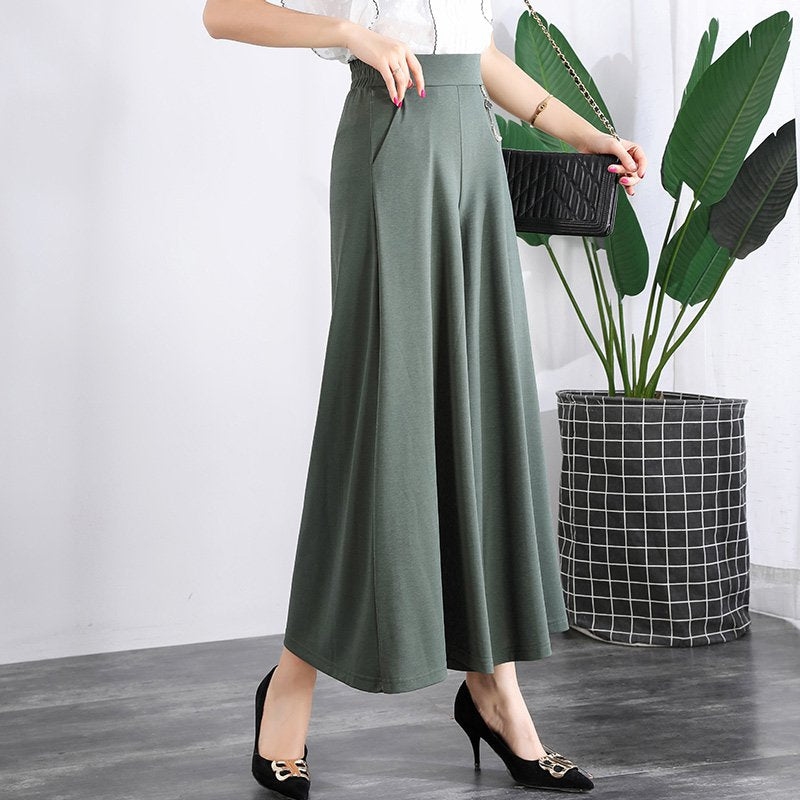 ❤️【M-5XL】2026 Pantaloni noi de dama de vară picioare late mătase de gheață până la glezne