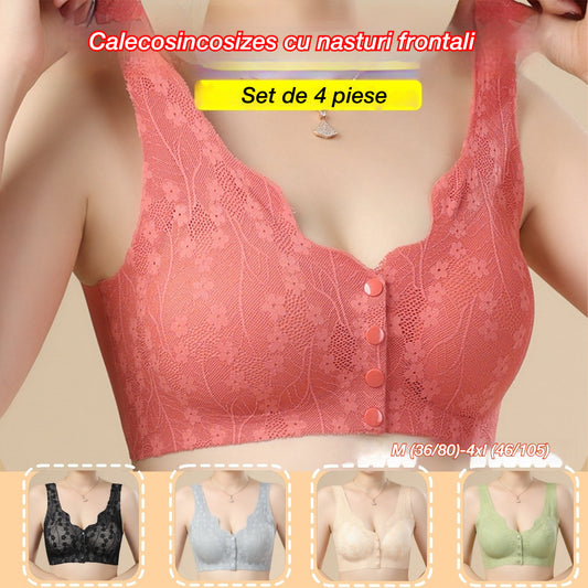 😇【Set de 4】🔥Sutien de damă cu nasturi în față, fără legături❤️【40-100】