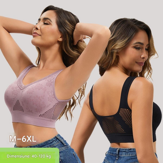 🔥【40-120 KG】👙【3 bucată 】 Sutien fără sârmă, cu dantelă, cu susținere ridicată, pentru femei