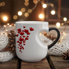 Cană ceramică în formă de inimă, cu culoarea schimbătoare, de Ziua Îndrăgostiților 💝✨